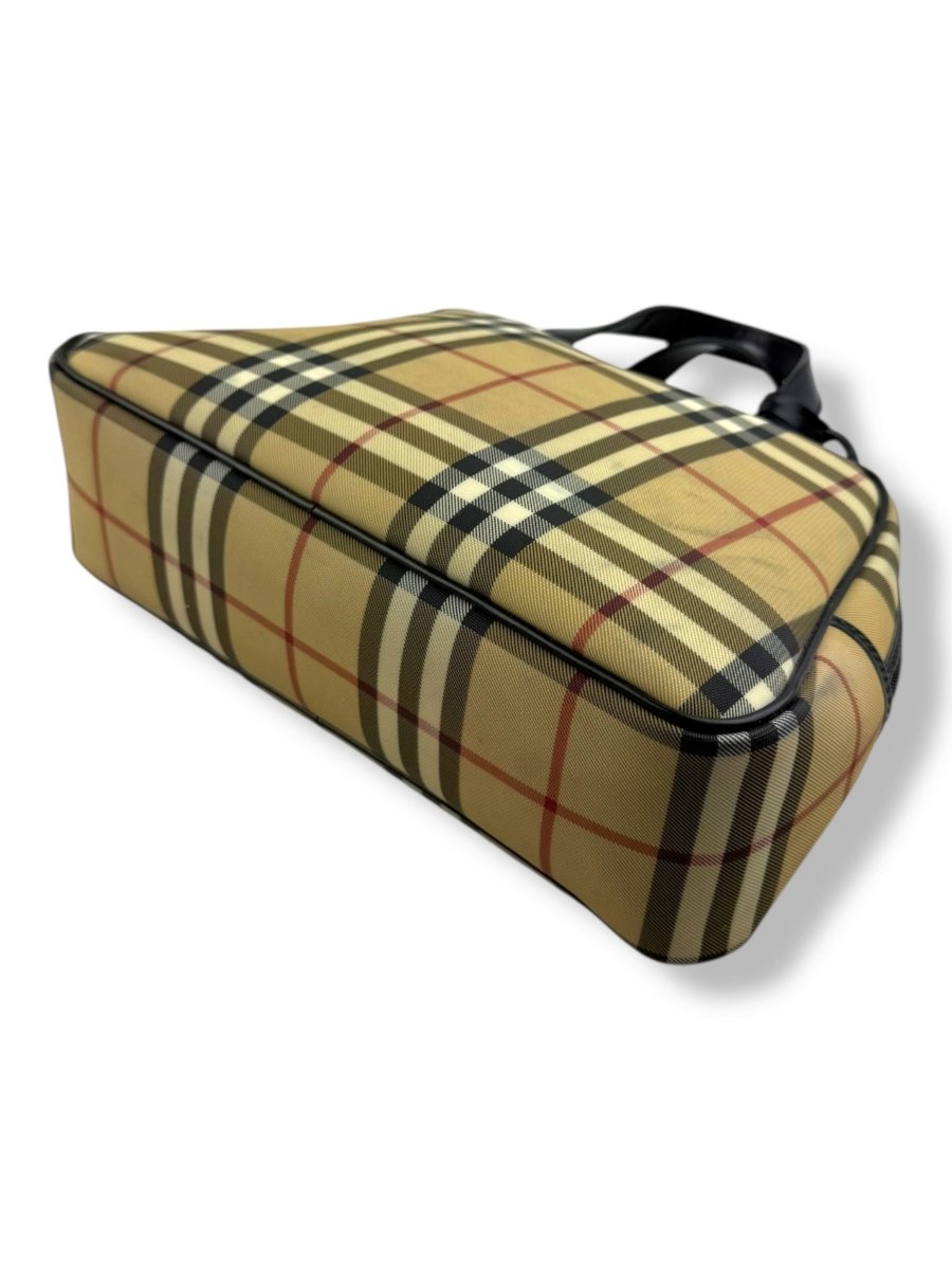 Burberry Nova Vintage Check Beige Bowling Tote Handbag - Lux Central