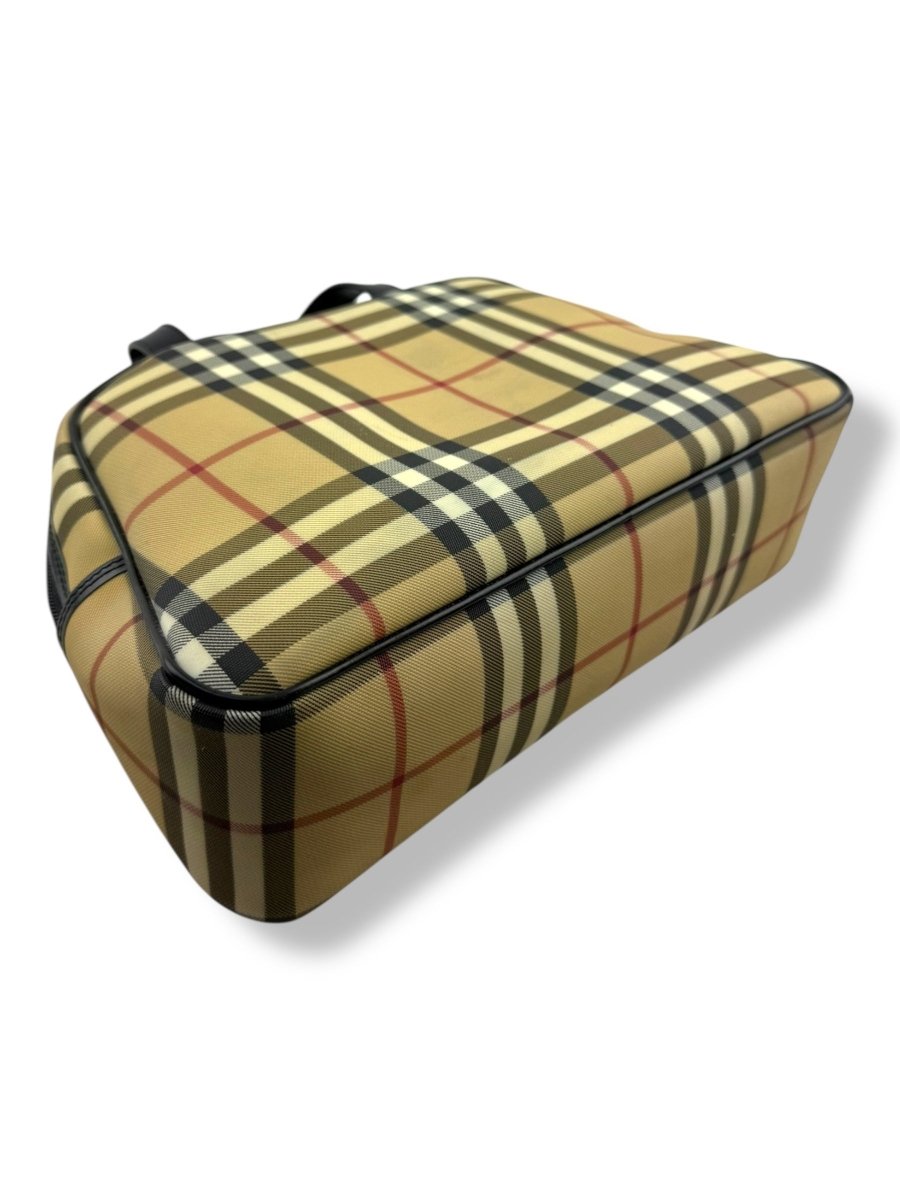 Burberry Nova Vintage Check Beige Bowling Tote Handbag - Lux Central