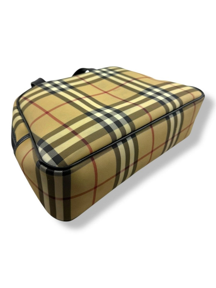 Burberry Nova Vintage Check Beige Bowling Tote Handbag - Lux Central