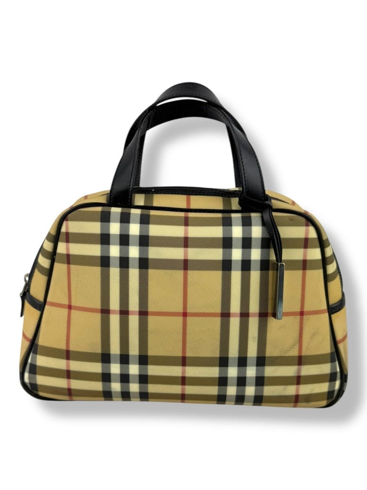 Burberry Nova Vintage Check Beige Bowling Tote Handbag - Lux Central