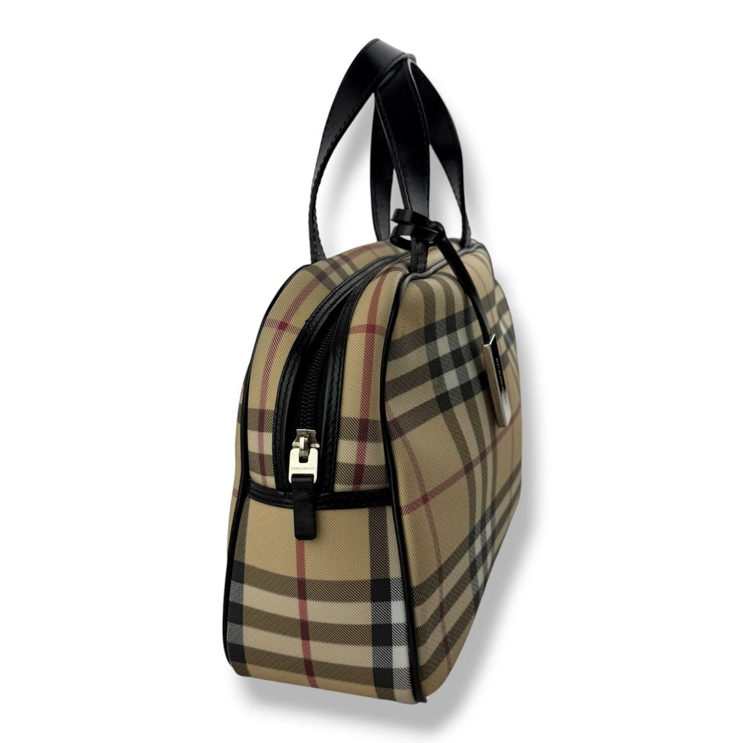 Burberry Nova Vintage Check Beige Bowling Tote Handbag - Lux Central