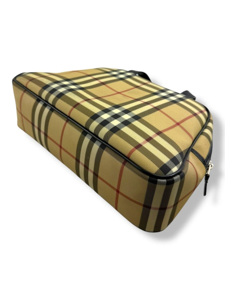 Burberry Nova Vintage Check Beige Bowling Tote Handbag - Lux Central