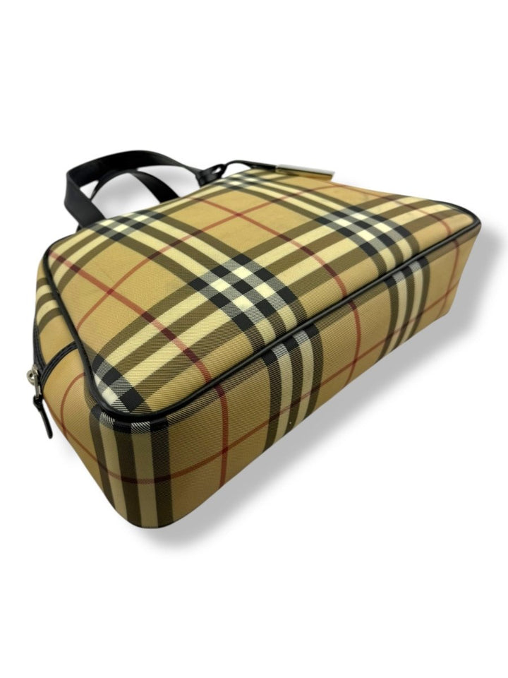 Burberry Nova Vintage Check Beige Bowling Tote Handbag - Lux Central