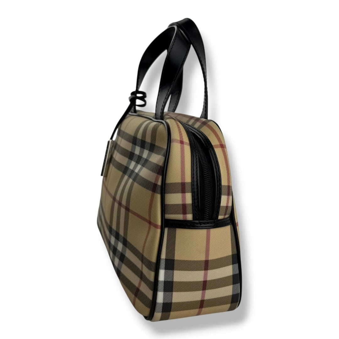 Burberry Nova Vintage Check Beige Bowling Tote Handbag - Lux Central