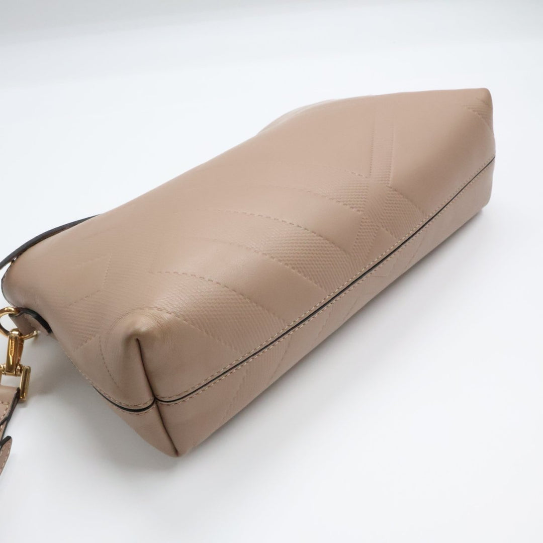 Burberry Nude Leather Embossed Crossbody Bag - Lux Central
