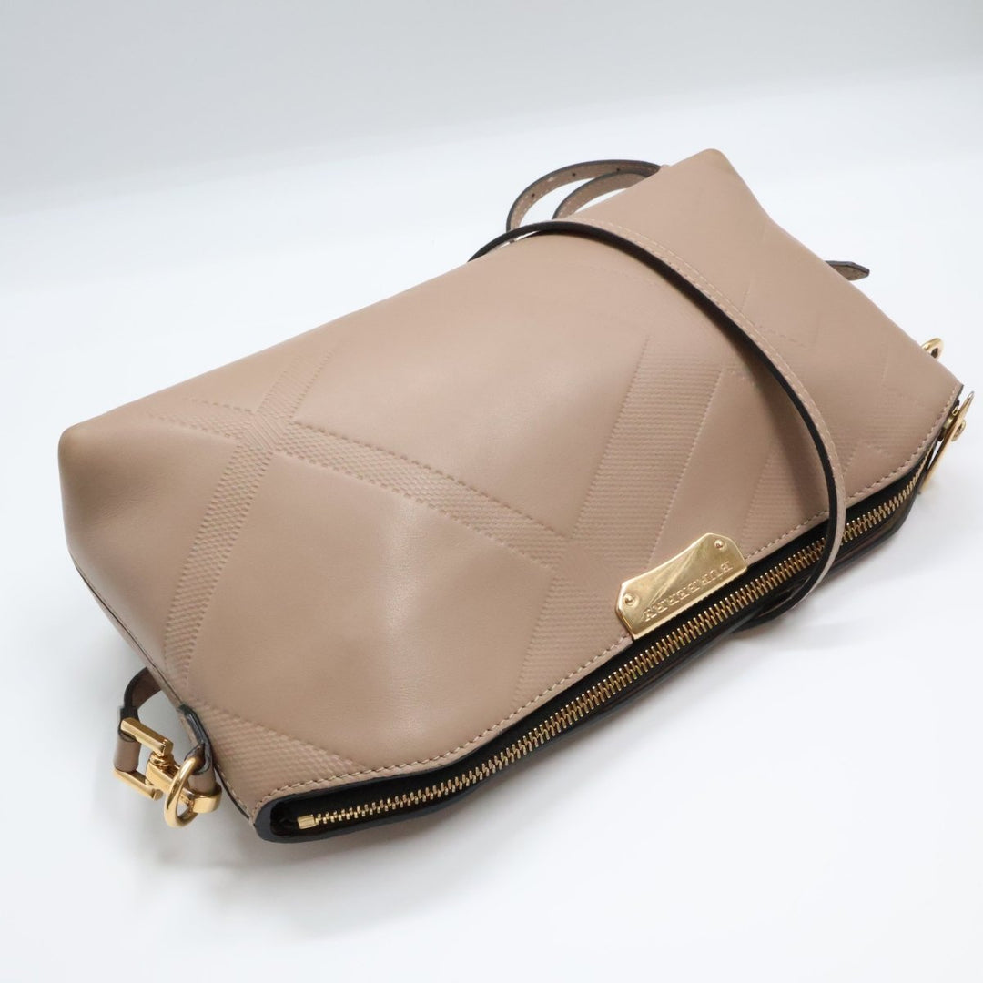 Burberry Nude Leather Embossed Crossbody Bag - Lux Central