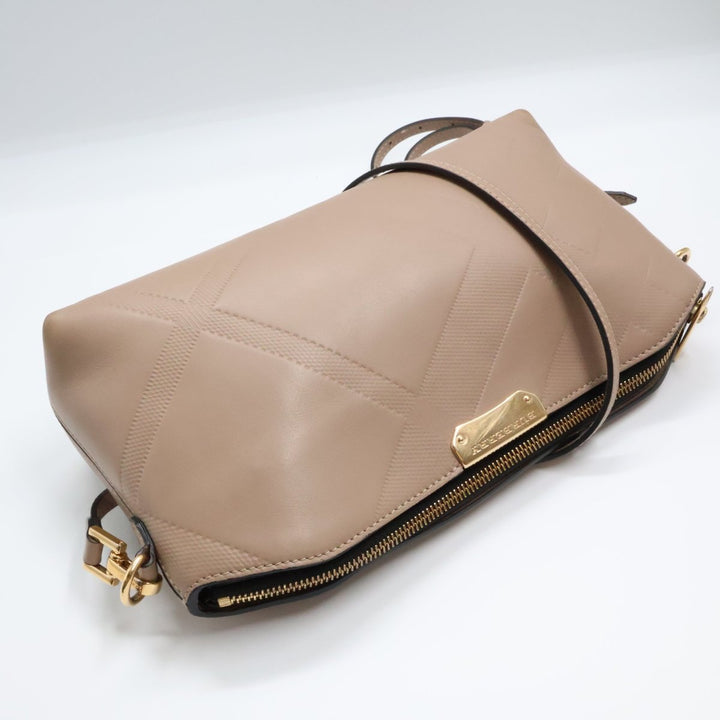 Burberry Nude Leather Embossed Crossbody Bag - Lux Central