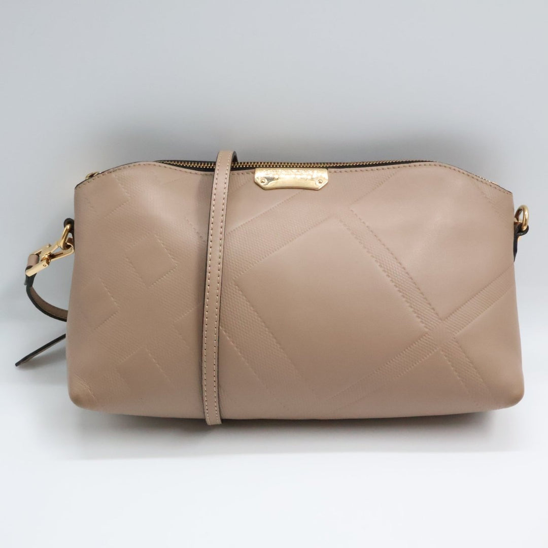 Burberry Nude Leather Embossed Crossbody Bag - Lux Central