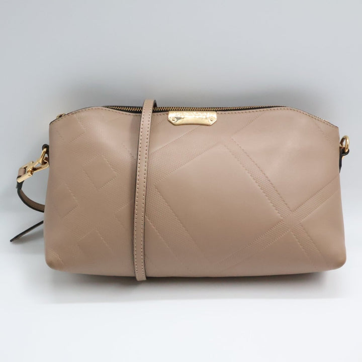 Burberry Nude Leather Embossed Crossbody Bag - Lux Central