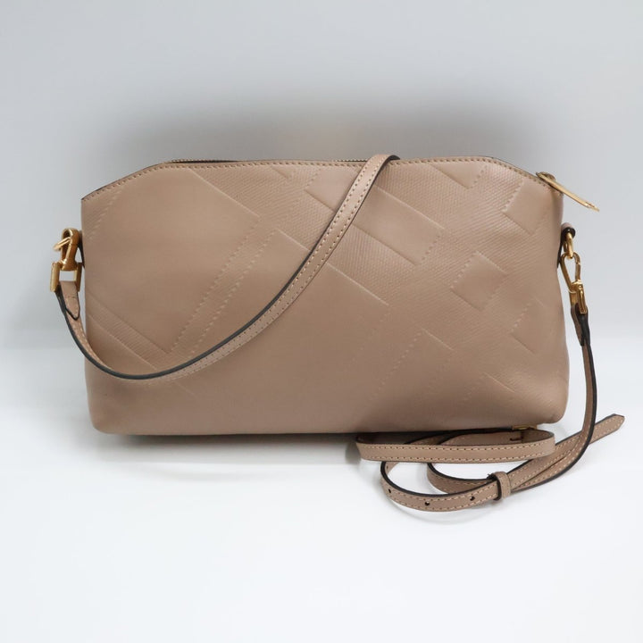 Burberry Nude Leather Embossed Crossbody Bag - Lux Central