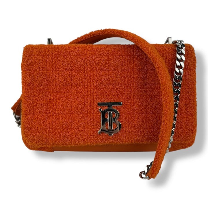 Burberry Orange Lola Fabric Quilted Handbag - Lux Central