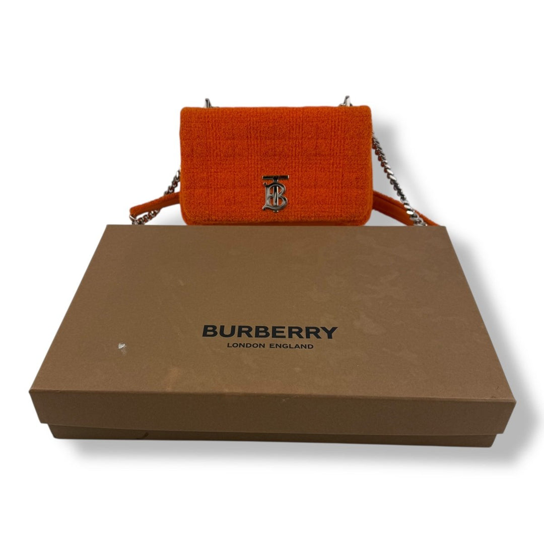 Burberry Orange Lola Fabric Quilted Handbag - Lux Central