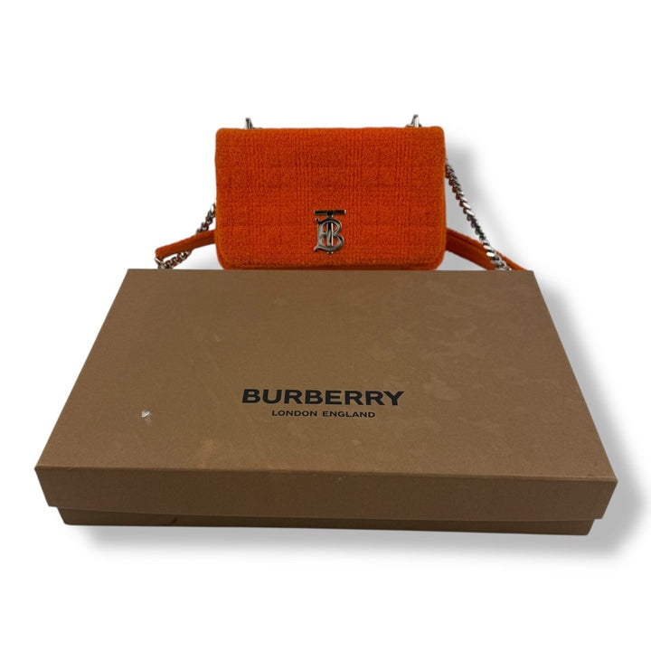 Burberry Orange Lola Fabric Quilted Handbag - Lux Central