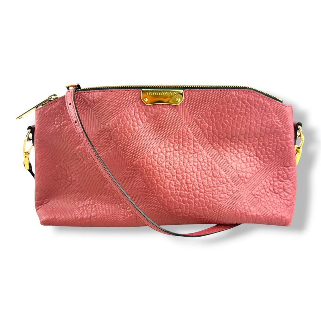 Burberry Pink Check Ebossed Crossbody Handbag - Lux Central
