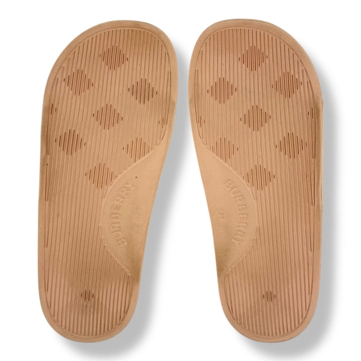 Burberry Pink Embossed Slides UK 4 / EU 37 - Lux Central