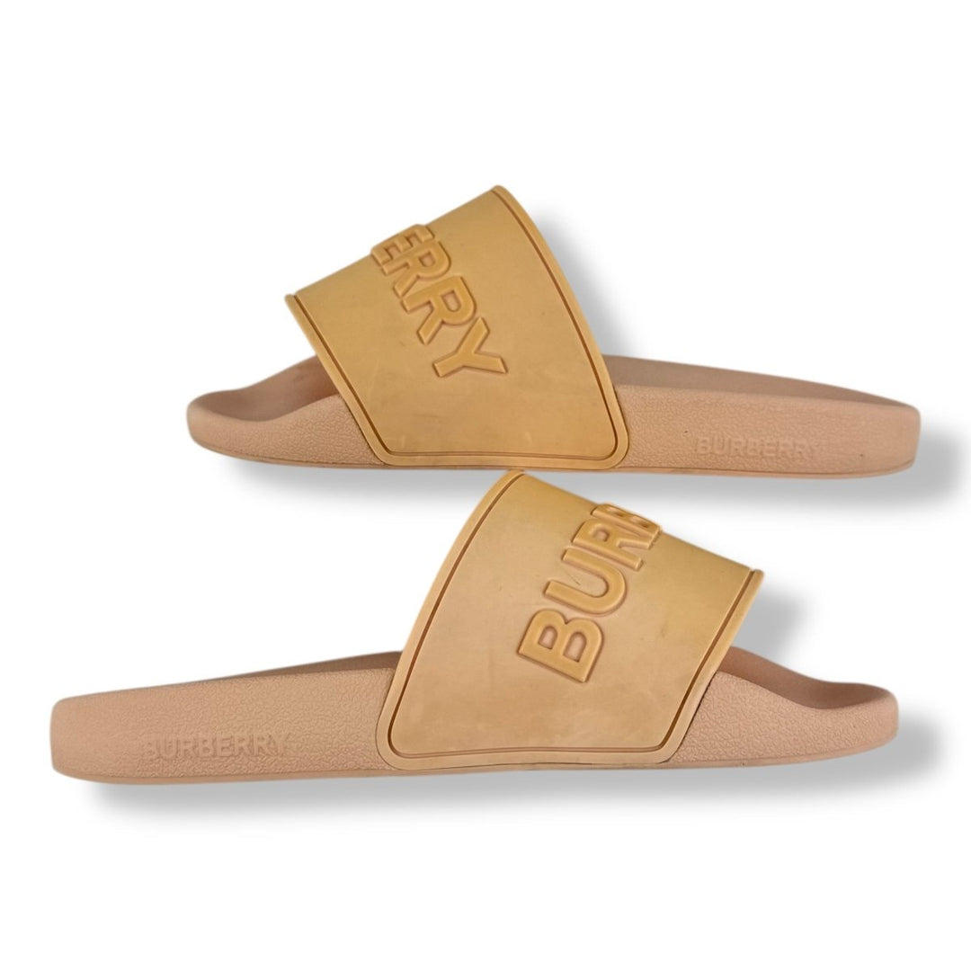 Burberry Pink Embossed Slides UK 4 / EU 37 - Lux Central