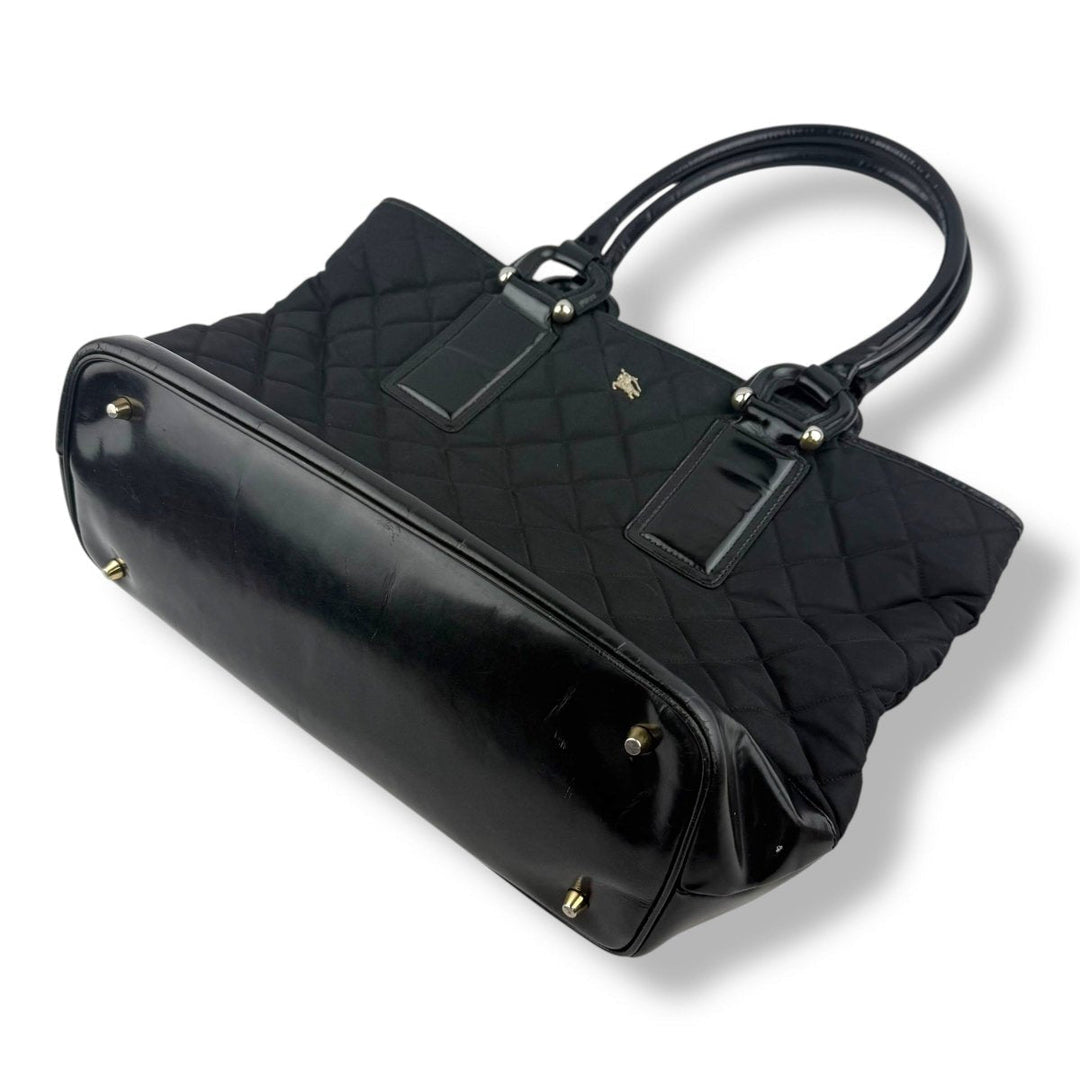 Burberry Quilted Black Nylon/Leather Tote Handbag - Lux Central