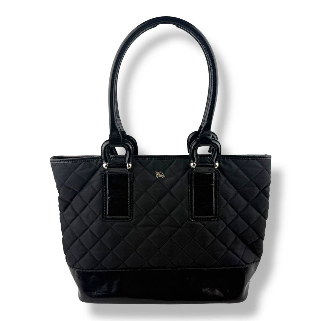 Burberry Quilted Black Nylon/Leather Tote Handbag - Lux Central