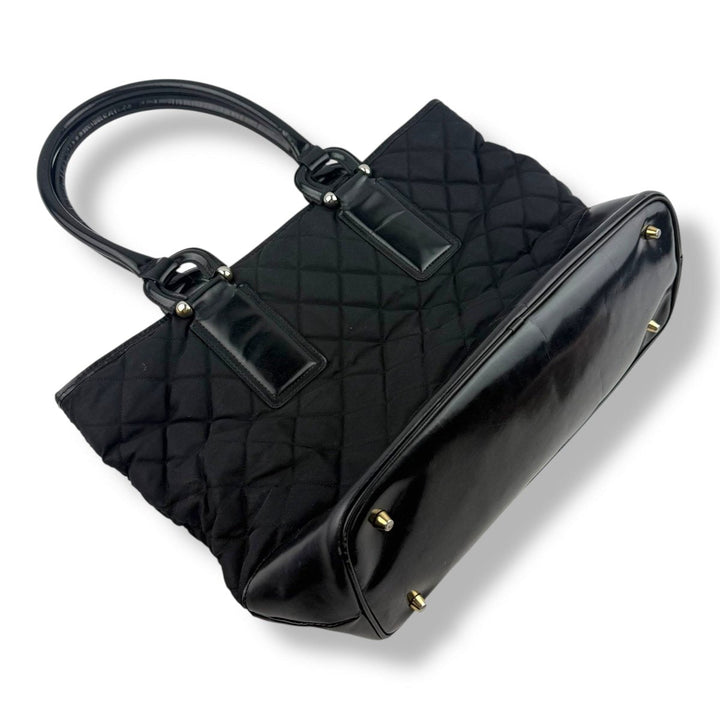 Burberry Quilted Black Nylon/Leather Tote Handbag - Lux Central