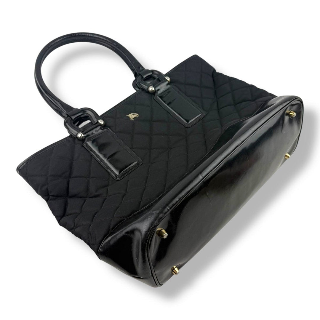 Burberry Quilted Black Nylon/Leather Tote Handbag - Lux Central