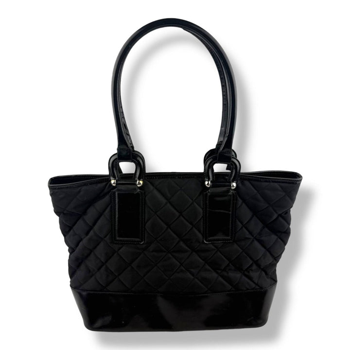 Burberry Quilted Black Nylon/Leather Tote Handbag - Lux Central