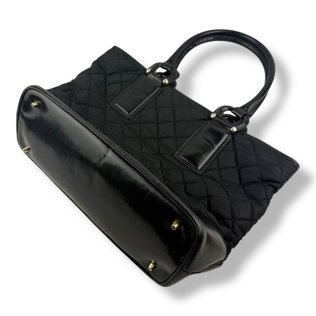 Burberry Quilted Black Nylon/Leather Tote Handbag - Lux Central