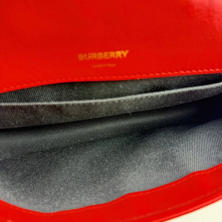 Burberry Red Lola Fabric Quilted Leather Handbag - Lux Central