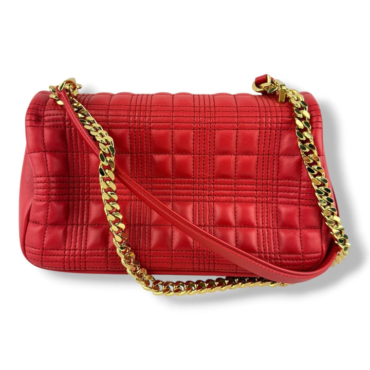 Burberry Red Lola Fabric Quilted Leather Handbag - Lux Central