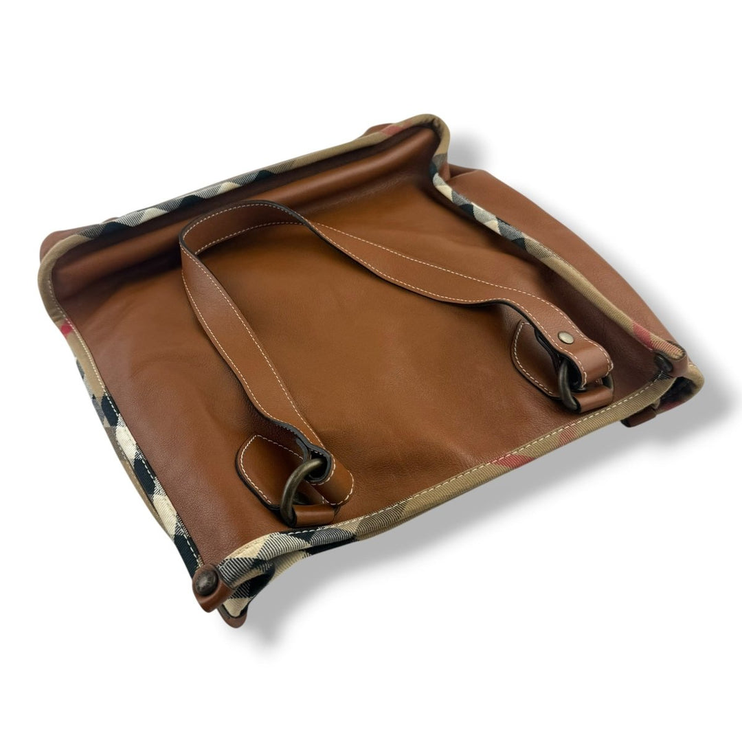 Burberry Sac Hobo Check Brown Leather Handbag - Lux Central