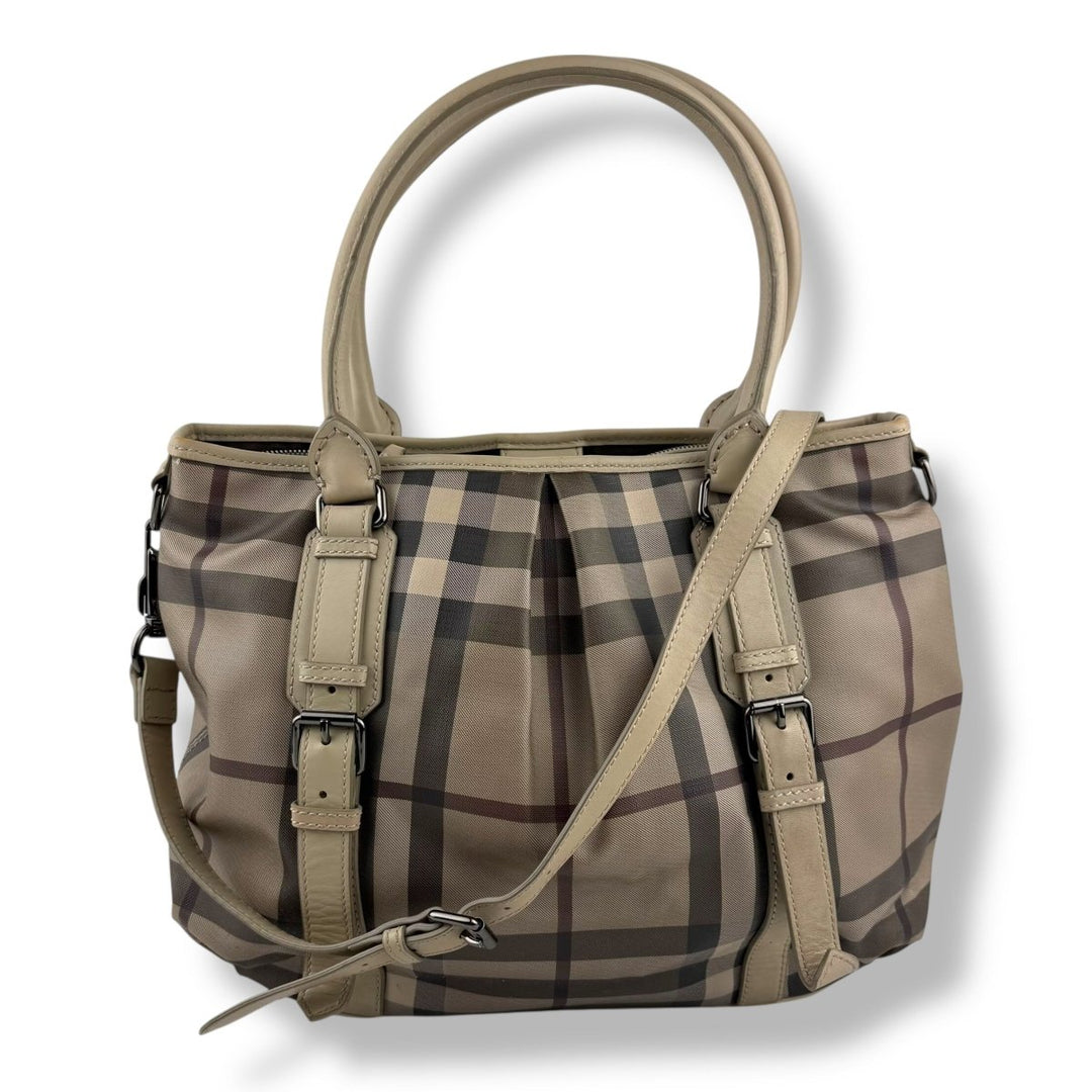Burberry Smoked Check Canvas Northfield Satchel Handbag - Lux Central