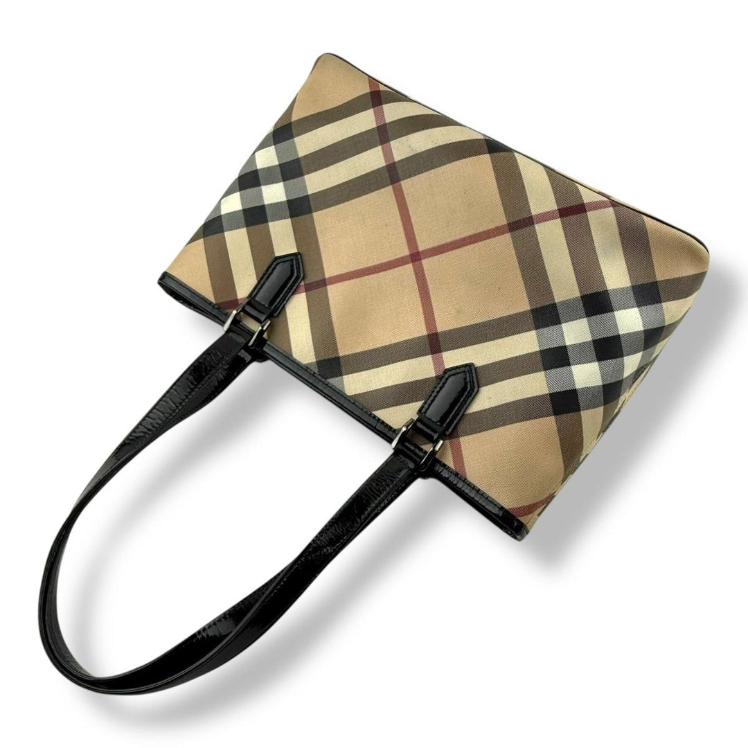 Burberry Super Nova Check Beige Tote Handbag - Lux Central