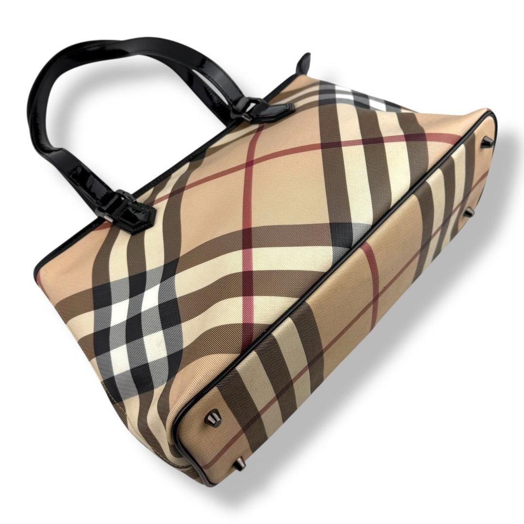 Burberry Super Nova Check Beige Tote Handbag - Lux Central