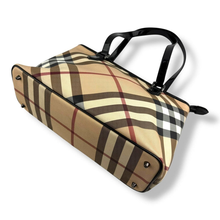 Burberry Super Nova Check Beige Tote Handbag - Lux Central
