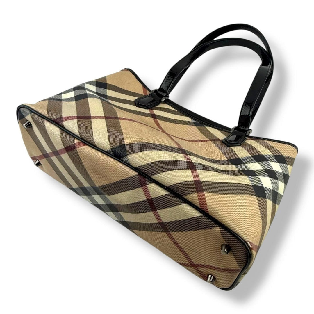 Burberry Super Nova Check Beige Tote Handbag - Lux Central