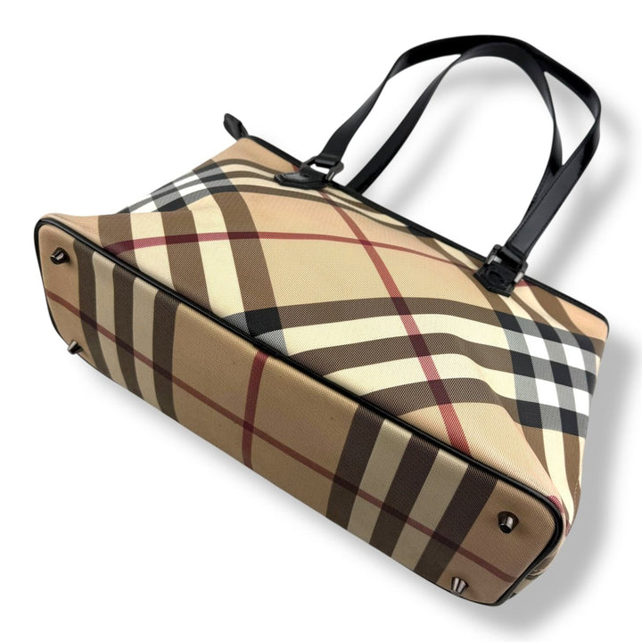 Burberry Super Nova Check Beige Tote Handbag - Lux Central