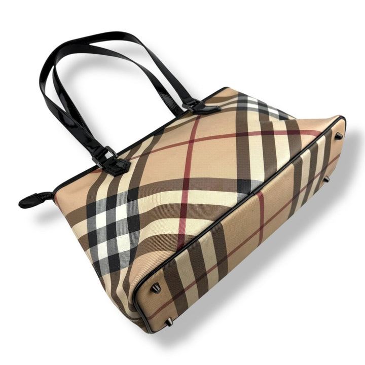 Burberry Super Nova Check Beige Tote Handbag - Lux Central