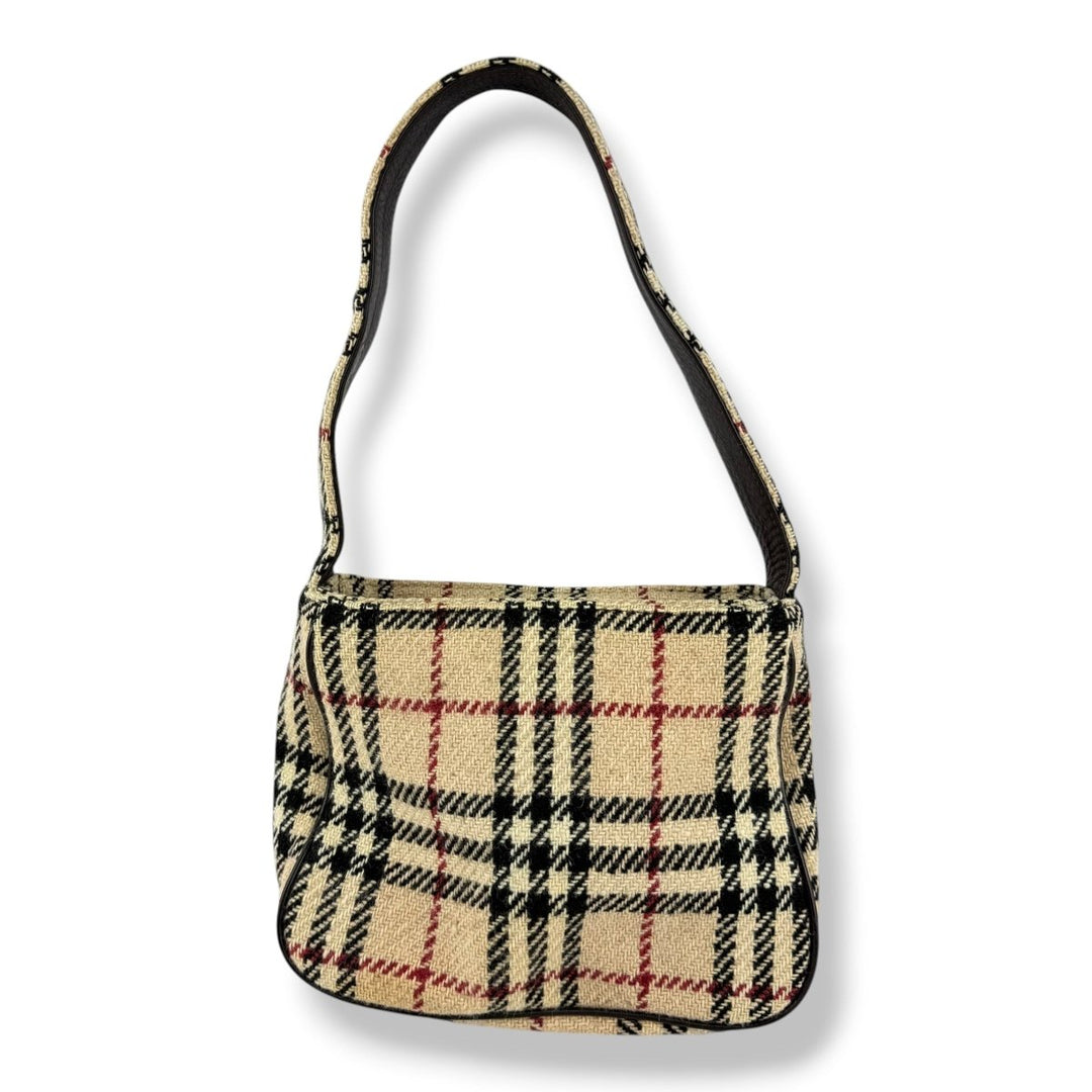 Burberry Tweed Check Hobo Handbag - Lux Central