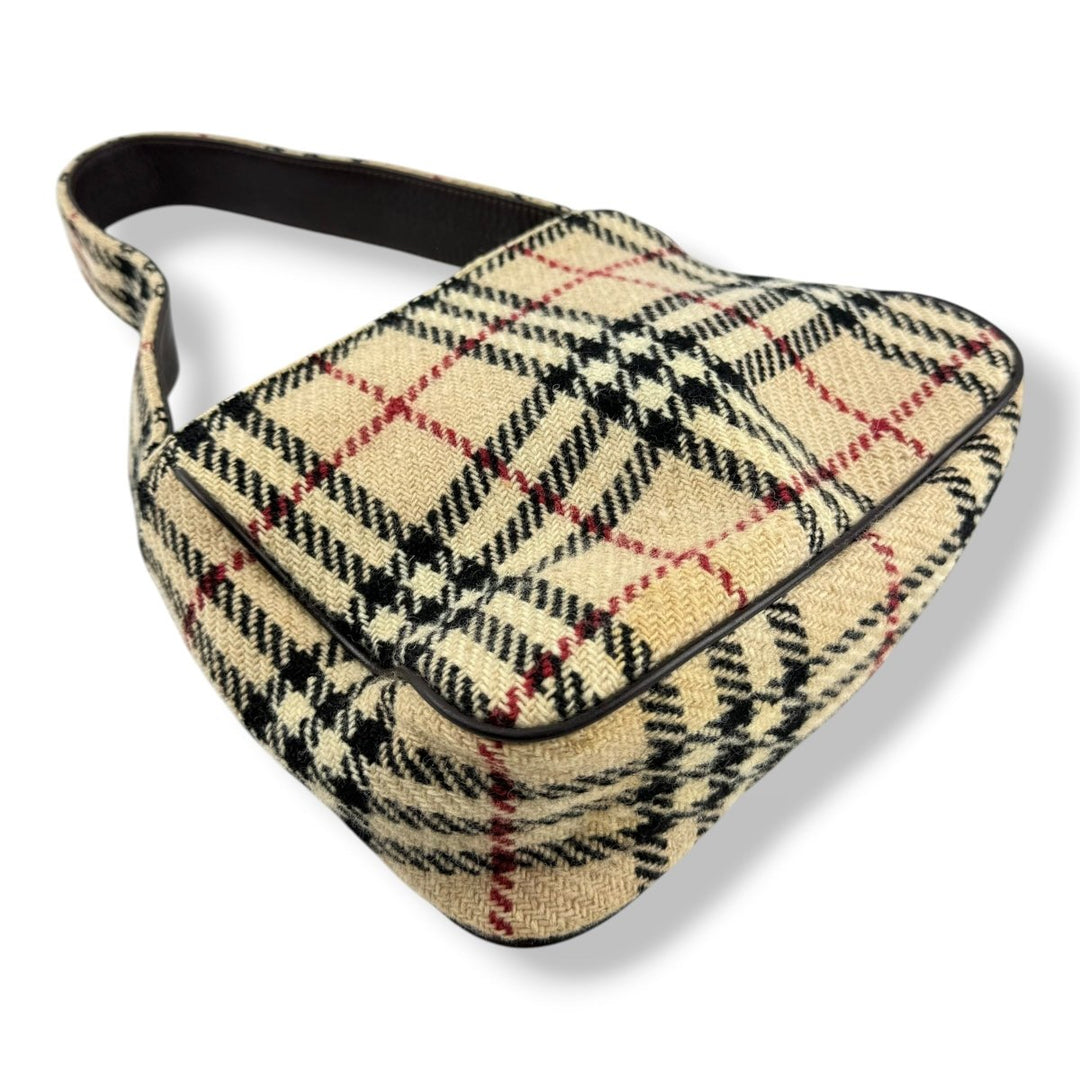 Burberry Tweed Check Hobo Handbag - Lux Central
