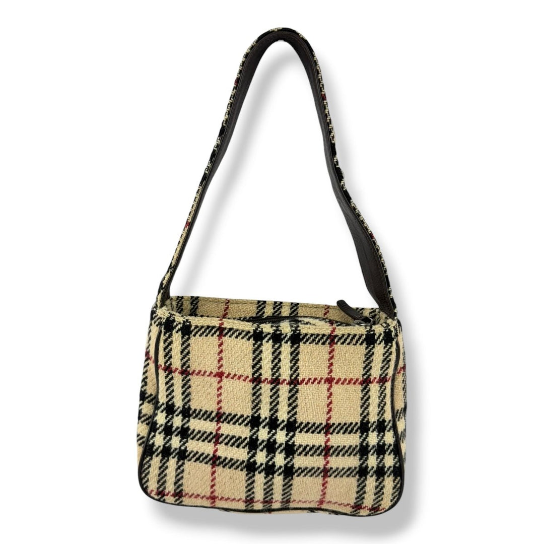 Burberry Tweed Check Hobo Handbag - Lux Central