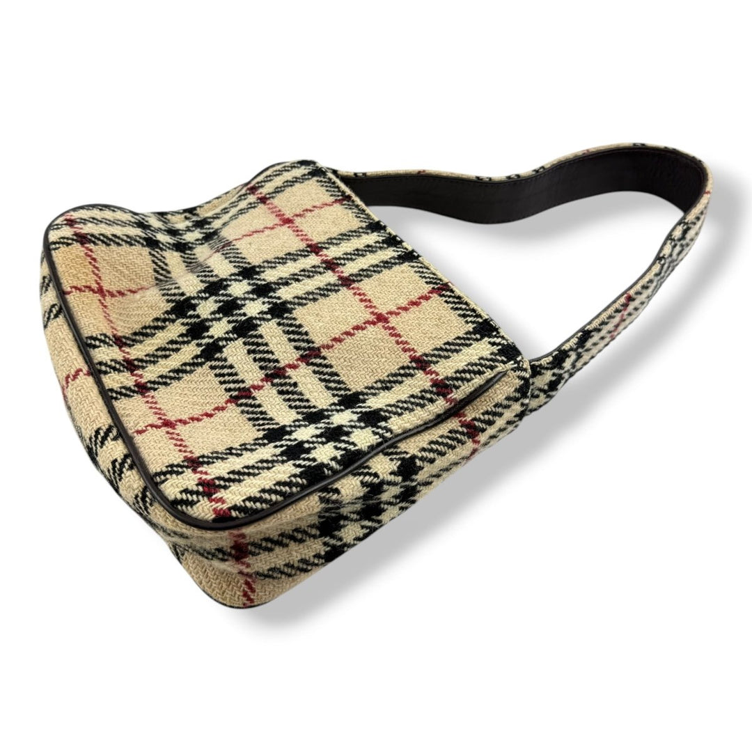 Burberry Tweed Check Hobo Handbag - Lux Central