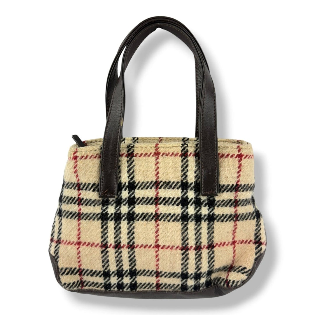 Burberry Tweed Check Tote Mini Vintage Handbag - Lux Central