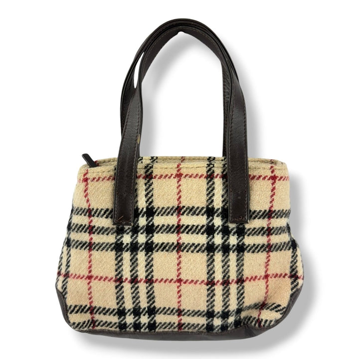 Burberry Tweed Check Tote Mini Vintage Handbag - Lux Central