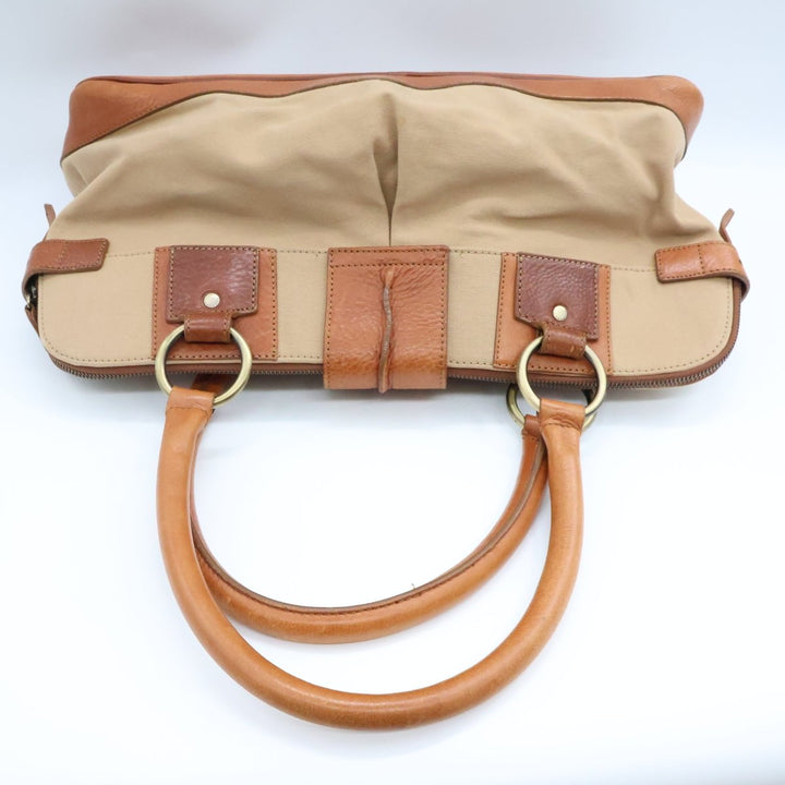 Burberry Vintage Beige/Brown Large Satchel Tote Handbag - Lux Central