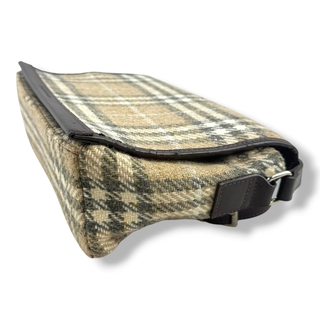 Burberry Wool Nova Check Shoulder Handbag - Lux Central