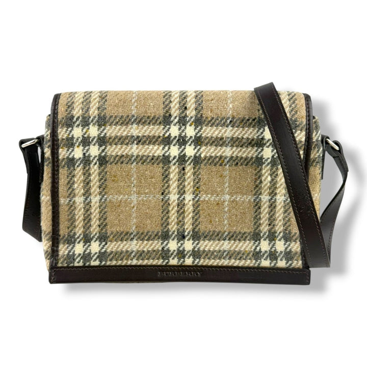 Burberry Wool Nova Check Shoulder Handbag - Lux Central