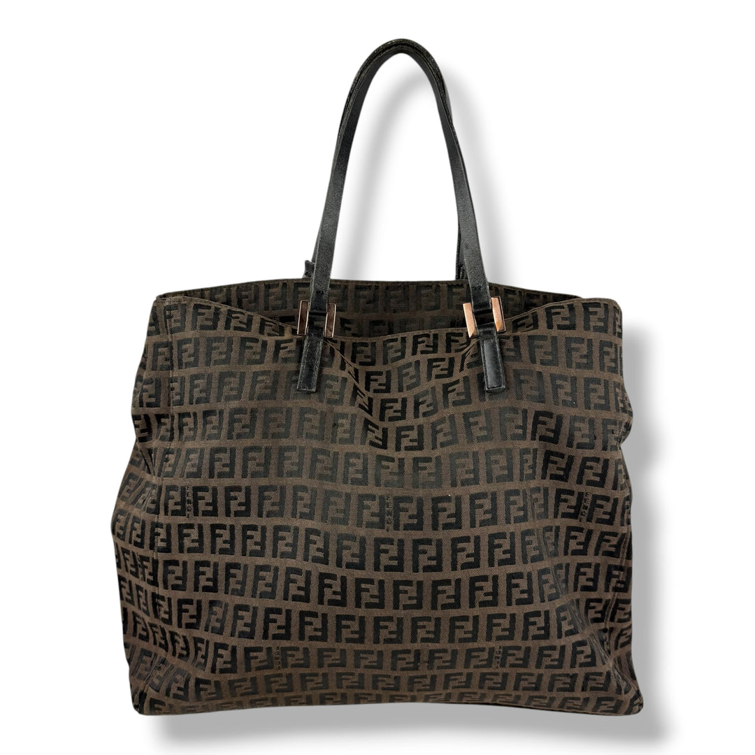 Fendi Zucchino Brown Monogram Tote Handbag