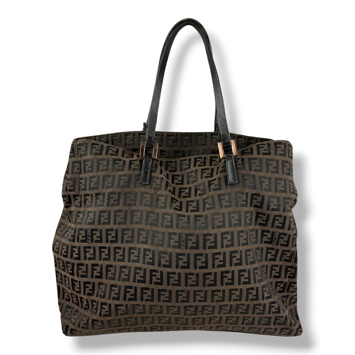 Fendi Zucchino Brown Monogram Tote Handbag