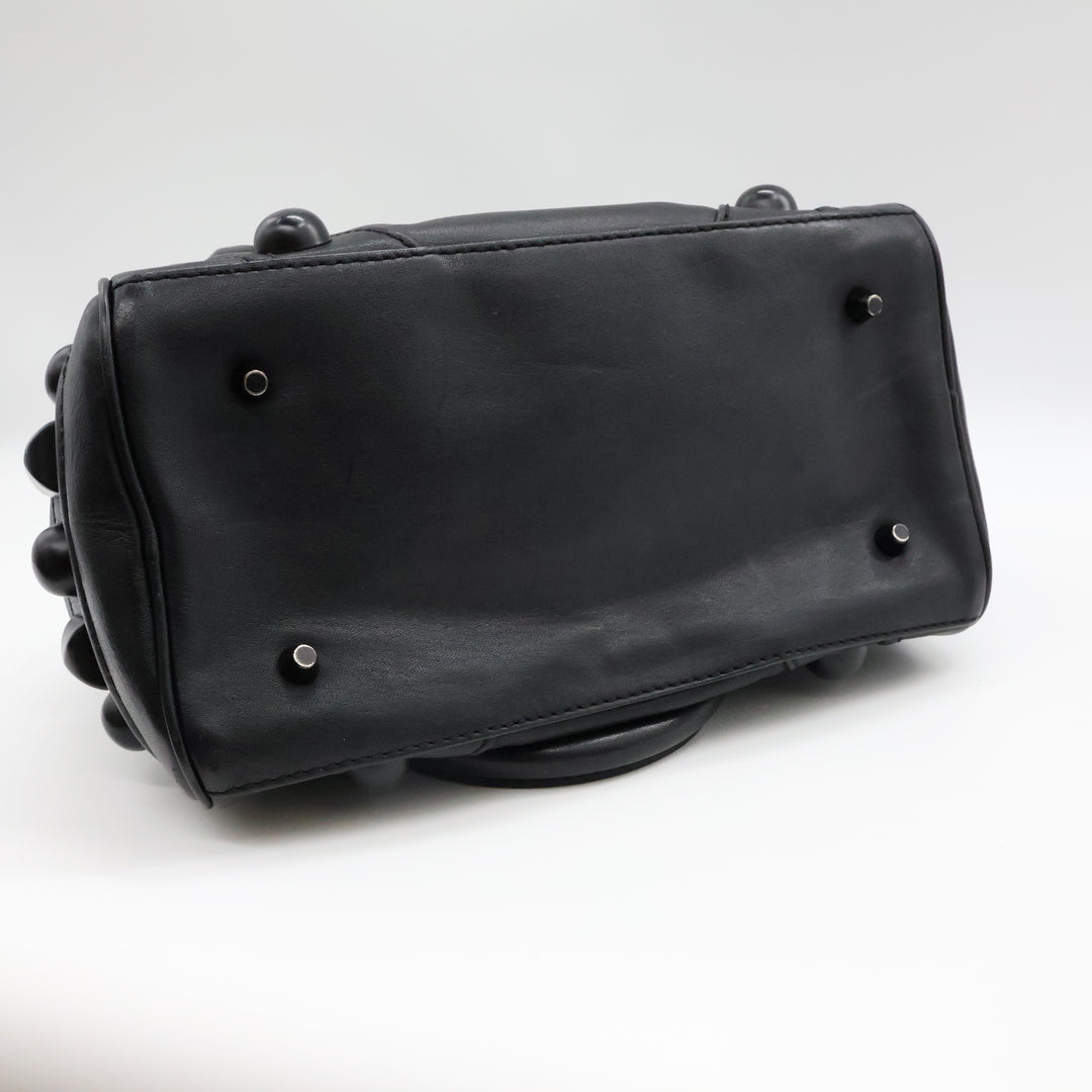 Burberry Black Leather Stud Bowling Bag