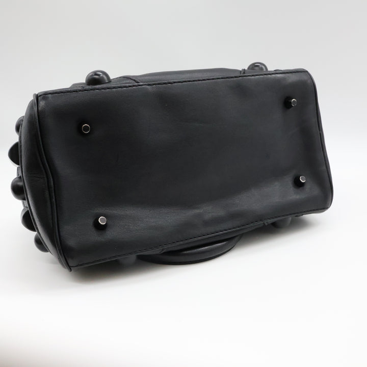 Burberry Black Leather Stud Bowling Bag