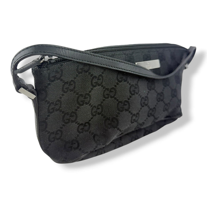 Gucci GG Supreme Black Boat Pochette Handbag